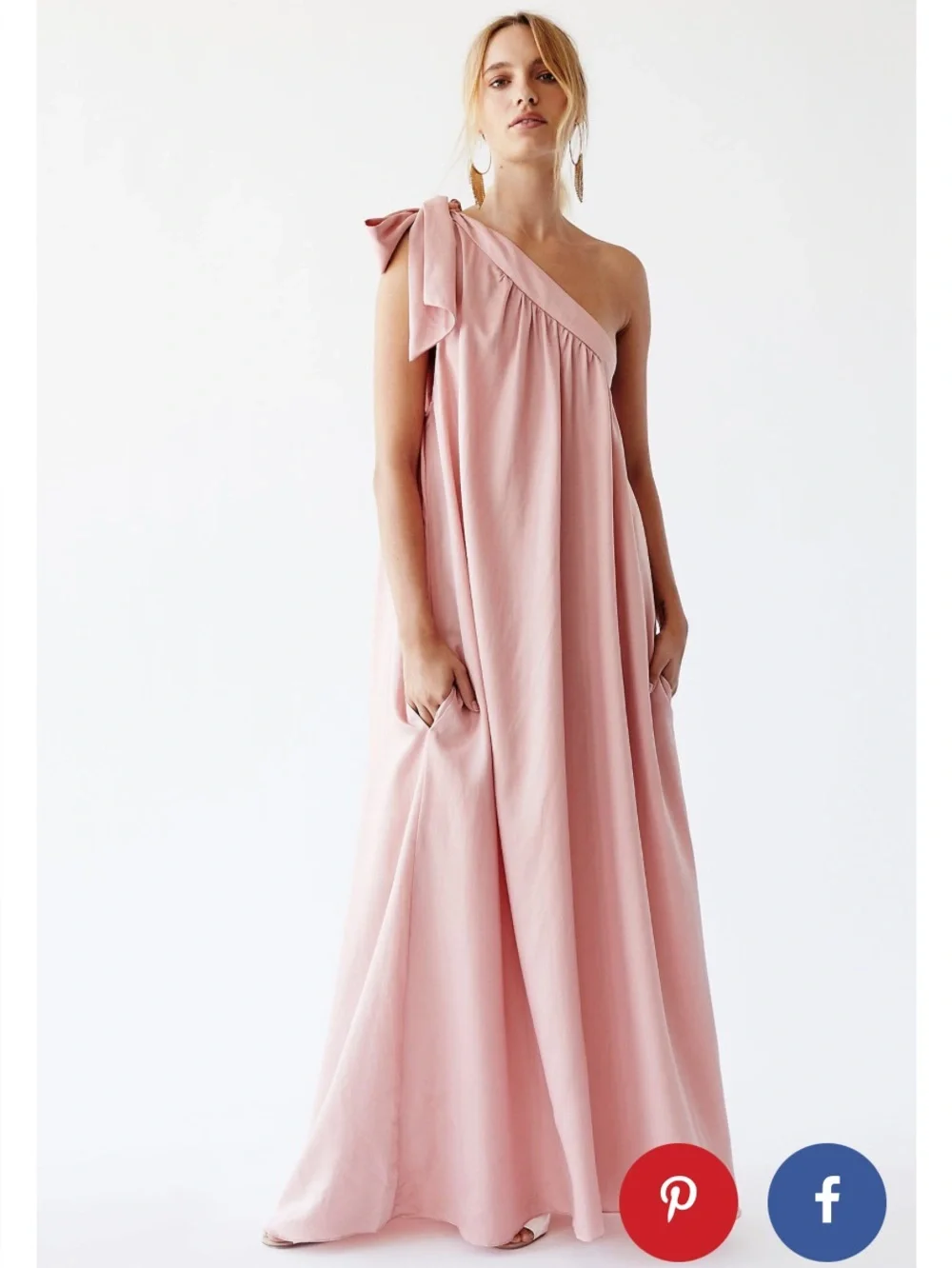 Free people Soa pink satin one maxi shoulder dress sz M